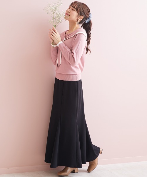 marun(マルン)の「<大きいサイズ> ボータイオフショルダーニットトップス marun(ニット/セーター・レディース・ピンク/ブラック・L/LL/4L/5L/3L)」の22枚目の写真