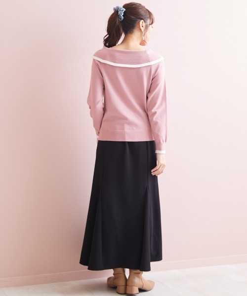 marun(マルン)の「<大きいサイズ> ボータイオフショルダーニットトップス marun(ニット/セーター・レディース・ピンク/ブラック・L/LL/4L/5L/3L)」の17枚目の写真