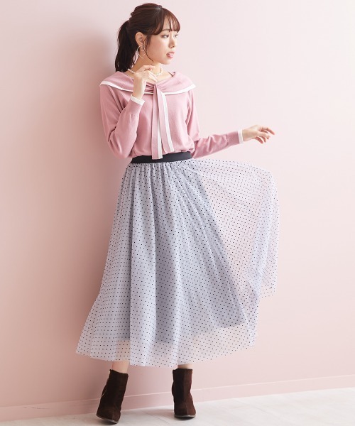marun(マルン)の「<大きいサイズ> ボータイオフショルダーニットトップス marun(ニット/セーター・レディース・ピンク/ブラック・L/LL/4L/5L/3L)」の20枚目の写真