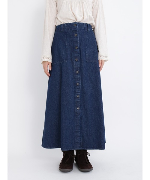 Samansa Mos2（サマンサ モスモス）の「デニムAラインスカート（デニムスカート・レディース・ブラック/ネイビー・ﾌﾘ-）」の11枚目の写真