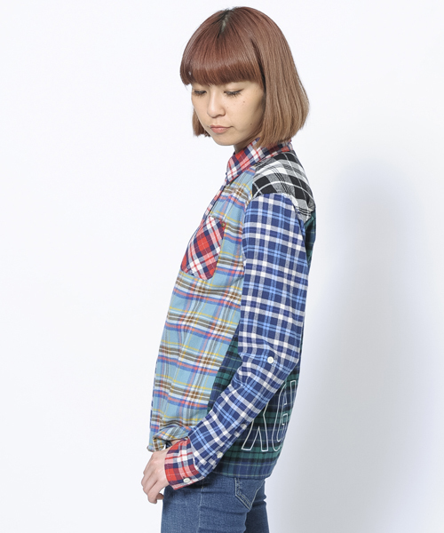 X-girl（エックスガール）の「FLANNEL PLAID L/S SHIRT（シャツ/ブラウス・レディース・ブラック/レッド/A/B・1/2）」の6枚目の写真