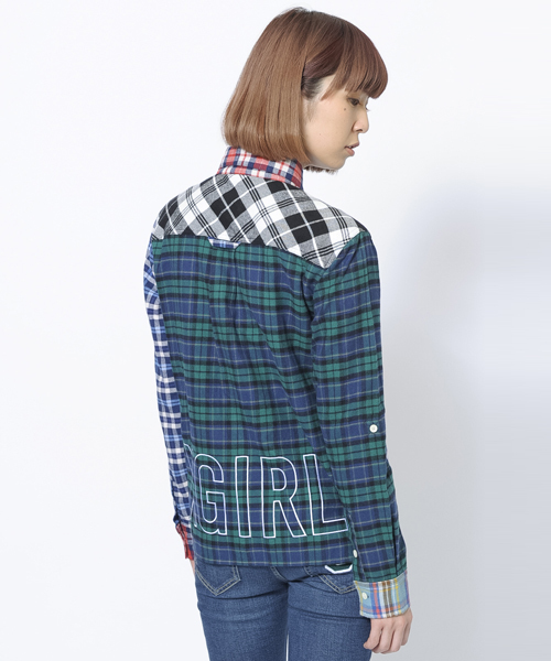 X-girl（エックスガール）の「FLANNEL PLAID L/S SHIRT（シャツ/ブラウス・レディース・ブラック/レッド/A/B・1/2）」の7枚目の写真