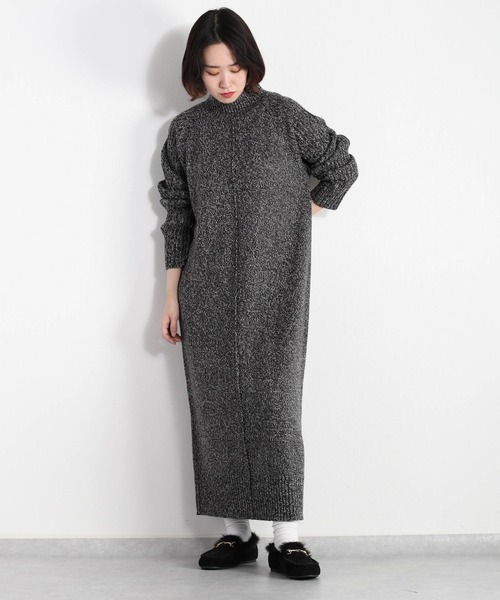 cepo（セポ）の「メランジ ハイネックニットワンピース（ワンピース・レディース・ブラック/グリーン/オフホワイト・M）」の2枚目の写真