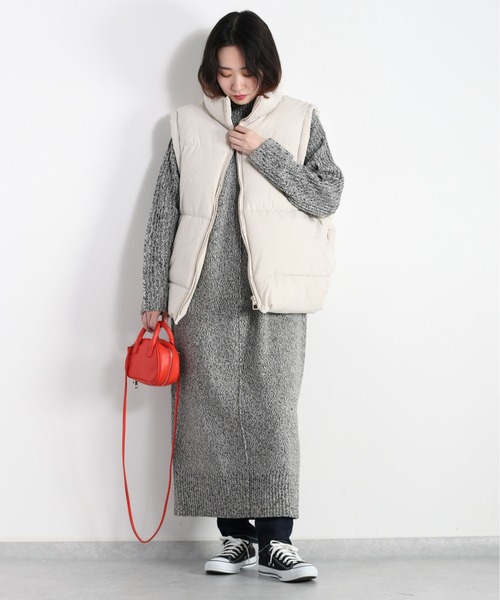 cepo（セポ）の「メランジ ハイネックニットワンピース（ワンピース・レディース・ブラック/グリーン/オフホワイト・M）」の21枚目の写真