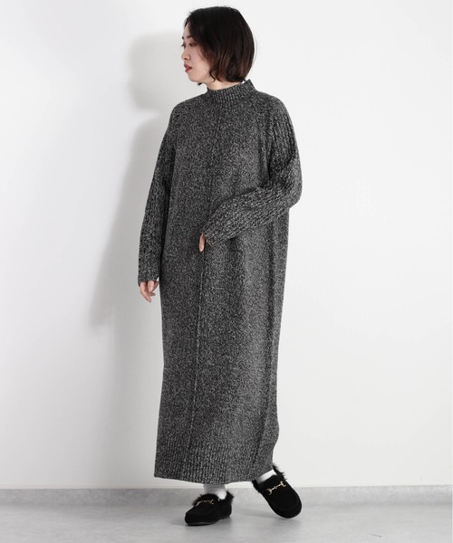 cepo（セポ）の「メランジ ハイネックニットワンピース（ワンピース・レディース・ブラック/グリーン/オフホワイト・M）」の8枚目の写真