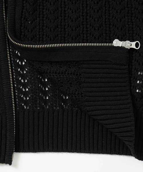 X-girl(エックスガール)の「CROCHET DOUBLE ZIP CARDIGAN(カーディガン/ボレロ・レディース・オフホワイト/ブラック/ライトグリーン・ONE SIZE)」の10枚目の写真