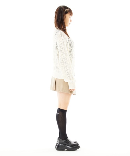 X-girl(エックスガール)の「CROCHET DOUBLE ZIP CARDIGAN(カーディガン/ボレロ・レディース・オフホワイト/ブラック/ライトグリーン・ONE SIZE)」の13枚目の写真