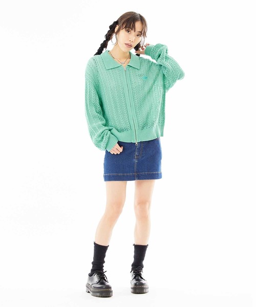 X-girl(エックスガール)の「CROCHET DOUBLE ZIP CARDIGAN(カーディガン/ボレロ・レディース・オフホワイト/ブラック/ライトグリーン・ONE SIZE)」の17枚目の写真