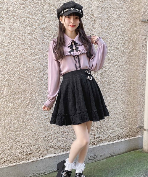 ROJITA(ロジータ)の「総レースハートバックルスカート(スカート・レディース・ブラック/ピンク・FREE)」の4枚目の写真