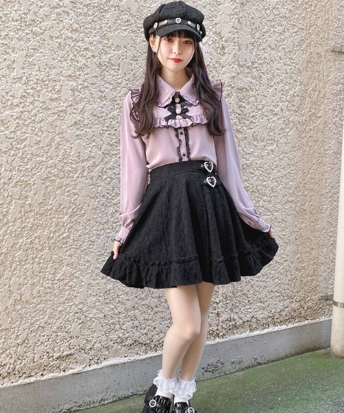ROJITA(ロジータ)の「総レースハートバックルスカート(スカート・レディース・ブラック/ピンク・FREE)」の5枚目の写真