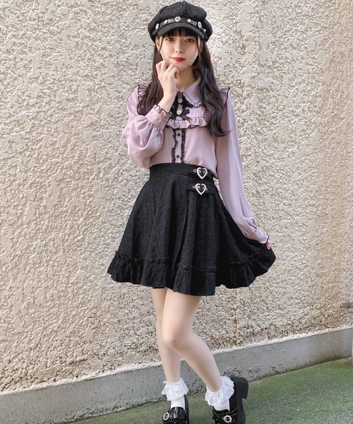 ROJITA(ロジータ)の「総レースハートバックルスカート(スカート・レディース・ブラック/ピンク・FREE)」の6枚目の写真