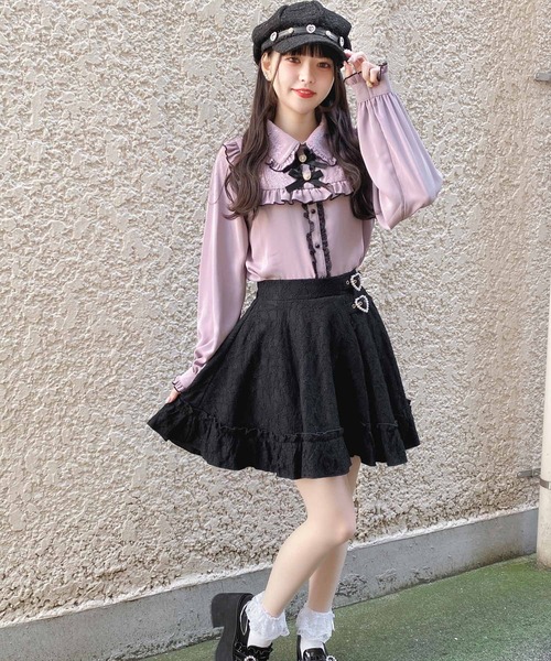 ROJITA(ロジータ)の「総レースハートバックルスカート(スカート・レディース・ブラック/ピンク・FREE)」の9枚目の写真