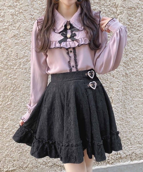 ROJITA(ロジータ)の「総レースハートバックルスカート(スカート・レディース・ブラック/ピンク・FREE)」の12枚目の写真