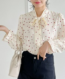 Loueme | 【23S/S 春夏新】ハート柄キャンディスリーブボウタイブラウス(シャツ/ブラウス)