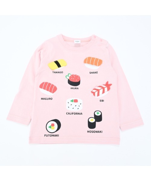 CHEEK ROOM（チークルーム）の「チークルーム お寿司ロングTシャツ（Tシャツ/カットソー・キッズ・ピンク/サンドベージュ/サックスブルー・130cm/80ｃｍ/100cm/110cm/120cm/90cm）」の3枚目の写真