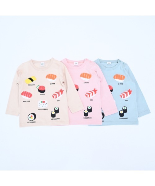 CHEEK ROOM（チークルーム）の「チークルーム お寿司ロングTシャツ（Tシャツ/カットソー・キッズ・ピンク/サンドベージュ/サックスブルー・130cm/80ｃｍ/100cm/110cm/120cm/90cm）」の6枚目の写真