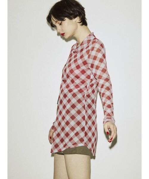 jouetie(ジュエティ)の「メッシュチェックカラートップス(シャツ/ブラウス・レディース・ブラック/レッド/ブルー・MEDIUM)」の16枚目の写真