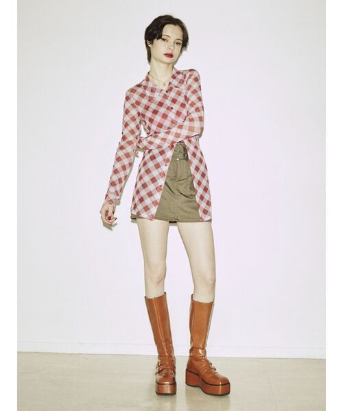 jouetie(ジュエティ)の「メッシュチェックカラートップス(シャツ/ブラウス・レディース・ブラック/レッド/ブルー・MEDIUM)」の17枚目の写真