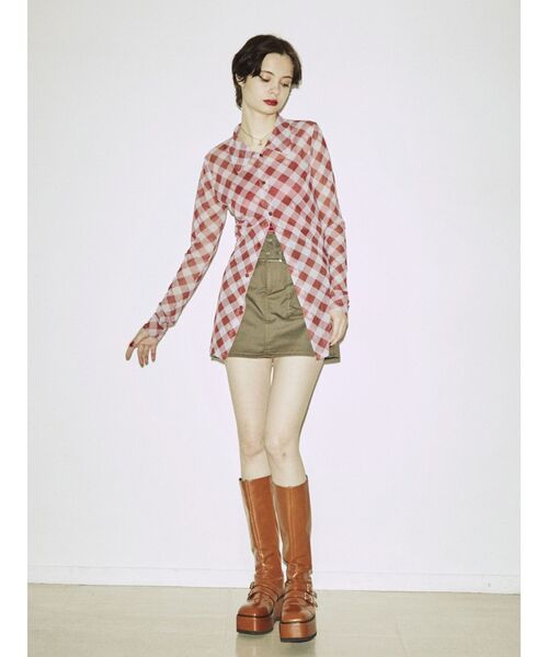 jouetie(ジュエティ)の「メッシュチェックカラートップス(シャツ/ブラウス・レディース・ブラック/レッド/ブルー・MEDIUM)」の18枚目の写真