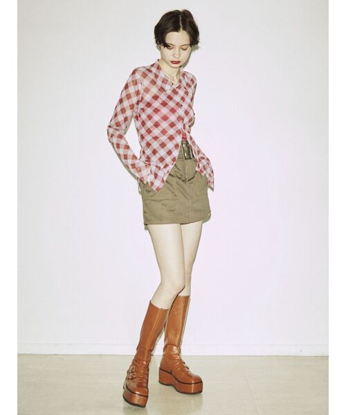 jouetie(ジュエティ)の「メッシュチェックカラートップス(シャツ/ブラウス・レディース・ブラック/レッド/ブルー・MEDIUM)」の20枚目の写真