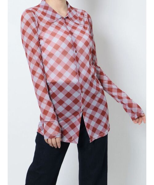 jouetie(ジュエティ)の「メッシュチェックカラートップス(シャツ/ブラウス・レディース・ブラック/レッド/ブルー・MEDIUM)」の12枚目の写真