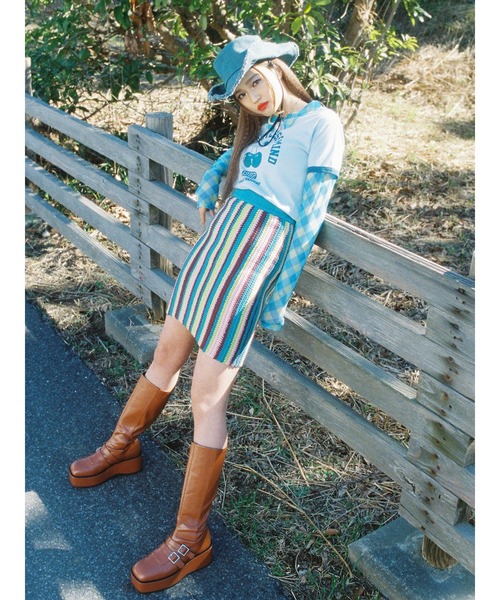 jouetie(ジュエティ)の「メッシュチェックカラートップス(シャツ/ブラウス・レディース・ブラック/レッド/ブルー・MEDIUM)」の5枚目の写真