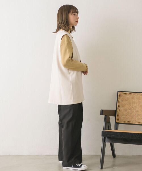 RETRO GIRL（レトロガール）の「ノーカラーゆるベスト（ベスト・レディース・ブラック/ナチュラル/ライトブルー・FREE）」の4枚目の写真