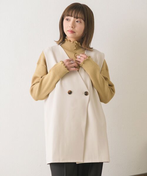 RETRO GIRL（レトロガール）の「ノーカラーゆるベスト（ベスト・レディース・ブラック/ナチュラル/ライトブルー・FREE）」の15枚目の写真