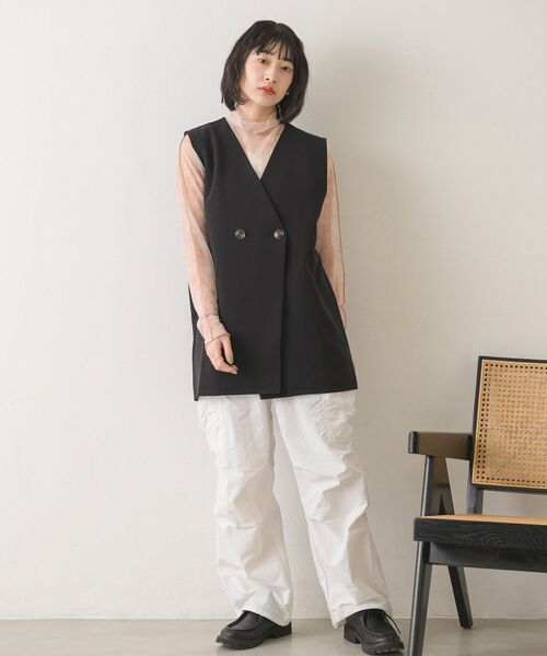 RETRO GIRL（レトロガール）の「ノーカラーゆるベスト（ベスト・レディース・ブラック/ナチュラル/ライトブルー・FREE）」の21枚目の写真