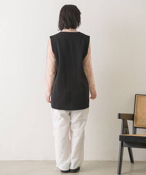 RETRO GIRL（レトロガール）の「ノーカラーゆるベスト（ベスト・レディース・ブラック/ナチュラル/ライトブルー・FREE）」の5枚目の写真