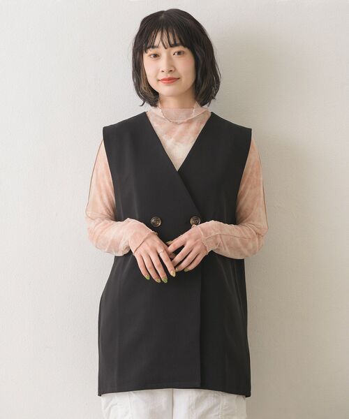 RETRO GIRL（レトロガール）の「ノーカラーゆるベスト（ベスト・レディース・ブラック/ナチュラル/ライトブルー・FREE）」の13枚目の写真