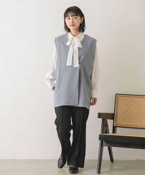 RETRO GIRL（レトロガール）の「ノーカラーゆるベスト（ベスト・レディース・ブラック/ナチュラル/ライトブルー・FREE）」の17枚目の写真