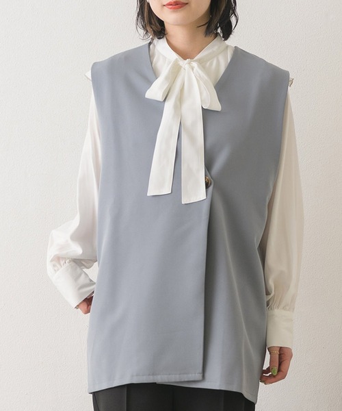 RETRO GIRL（レトロガール）の「ノーカラーゆるベスト（ベスト・レディース・ブラック/ナチュラル/ライトブルー・FREE）」の3枚目の写真