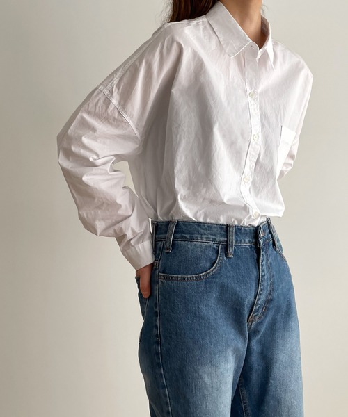 El mar（エルマール）の「El mar(エルマール) コットンオーバーサイズシャツ（シャツ/ブラウス・レディース・ホワイト/イエロー/サックスブルー・ONE SIZE）」の4枚目の写真