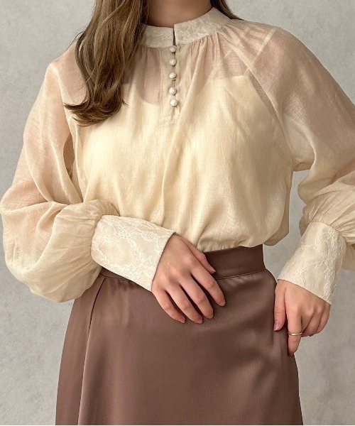 apres jour clair(アプレジュールクレア)の「【apres jour clair】レースシフォンチュニックブラウス【ZOZOTOWN限定アイテム】(シャツ/ブラウス・レディース・ピンクベージュ/アイボリー/サックスブルー・X-LARGE/フリー)」の5枚目の写真