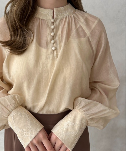 apres jour clair(アプレジュールクレア)の「【apres jour clair】レースシフォンチュニックブラウス【ZOZOTOWN限定アイテム】(シャツ/ブラウス・レディース・ピンクベージュ/アイボリー/サックスブルー・X-LARGE/フリー)」の10枚目の写真