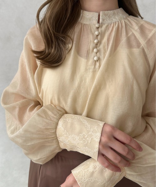 apres jour clair(アプレジュールクレア)の「【apres jour clair】レースシフォンチュニックブラウス【ZOZOTOWN限定アイテム】(シャツ/ブラウス・レディース・ピンクベージュ/アイボリー/サックスブルー・X-LARGE/フリー)」の11枚目の写真