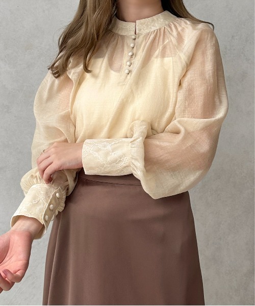 apres jour clair(アプレジュールクレア)の「【apres jour clair】レースシフォンチュニックブラウス【ZOZOTOWN限定アイテム】(シャツ/ブラウス・レディース・ピンクベージュ/アイボリー/サックスブルー・X-LARGE/フリー)」の6枚目の写真