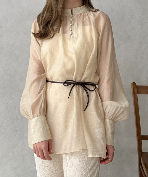 apres jour clair(アプレジュールクレア)の「【apres jour clair】レースシフォンチュニックブラウス【ZOZOTOWN限定アイテム】(シャツ/ブラウス・レディース・ピンクベージュ/アイボリー/サックスブルー・X-LARGE/フリー)」の18枚目の写真