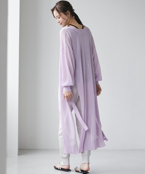 miclat（ミクラ）の「大きいサイズ　ロング丈サイドスリットカーディガン　miclat（カーディガン/ボレロ・レディース・ラベンダー/ミント/ブラック・L/LL/3L/4L/5L）」の3枚目の写真