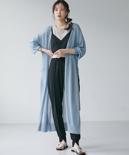 miclat（ミクラ）の「大きいサイズ　ロング丈サイドスリットカーディガン　miclat（カーディガン/ボレロ・レディース・ラベンダー/ミント/ブラック・L/LL/3L/4L/5L）」の2枚目の写真