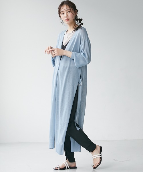 miclat（ミクラ）の「大きいサイズ　ロング丈サイドスリットカーディガン　miclat（カーディガン/ボレロ・レディース・ラベンダー/ミント/ブラック・L/LL/3L/4L/5L）」の9枚目の写真