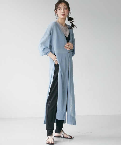 miclat（ミクラ）の「大きいサイズ　ロング丈サイドスリットカーディガン　miclat（カーディガン/ボレロ・レディース・ラベンダー/ミント/ブラック・L/LL/3L/4L/5L）」の21枚目の写真