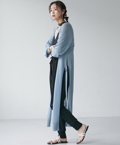 miclat（ミクラ）の「大きいサイズ　ロング丈サイドスリットカーディガン　miclat（カーディガン/ボレロ・レディース・ラベンダー/ミント/ブラック・L/LL/3L/4L/5L）」の10枚目の写真