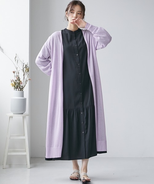 miclat（ミクラ）の「大きいサイズ　ロング丈サイドスリットカーディガン　miclat（カーディガン/ボレロ・レディース・ラベンダー/ミント/ブラック・L/LL/3L/4L/5L）」の12枚目の写真