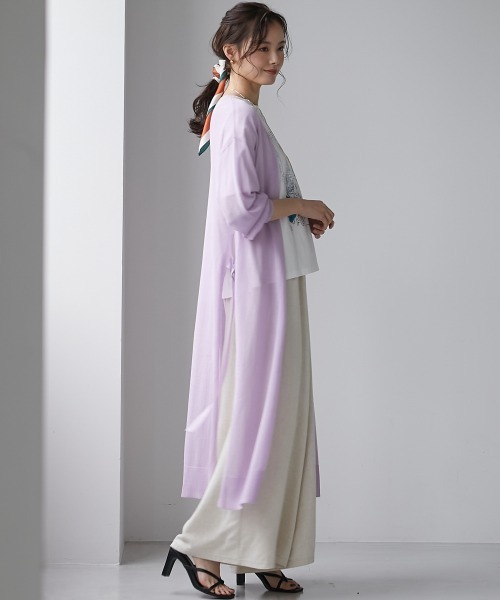 miclat（ミクラ）の「大きいサイズ　ロング丈サイドスリットカーディガン　miclat（カーディガン/ボレロ・レディース・ラベンダー/ミント/ブラック・L/LL/3L/4L/5L）」の5枚目の写真