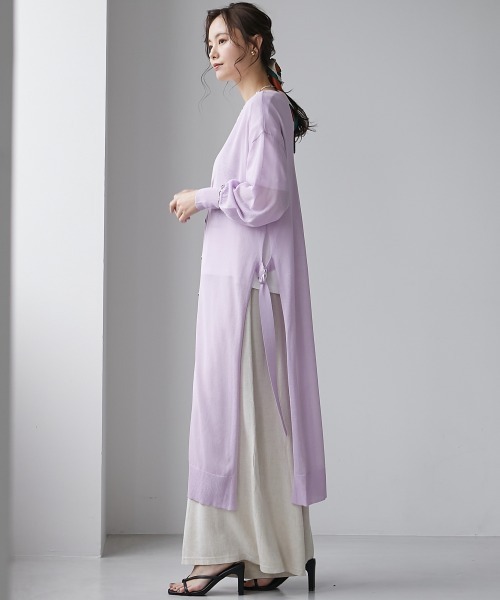 miclat（ミクラ）の「大きいサイズ　ロング丈サイドスリットカーディガン　miclat（カーディガン/ボレロ・レディース・ラベンダー/ミント/ブラック・L/LL/3L/4L/5L）」の6枚目の写真