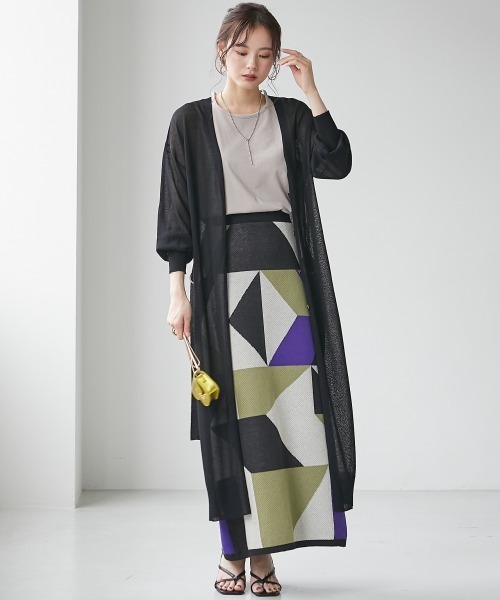 miclat（ミクラ）の「大きいサイズ　ロング丈サイドスリットカーディガン　miclat（カーディガン/ボレロ・レディース・ラベンダー/ミント/ブラック・L/LL/3L/4L/5L）」の18枚目の写真