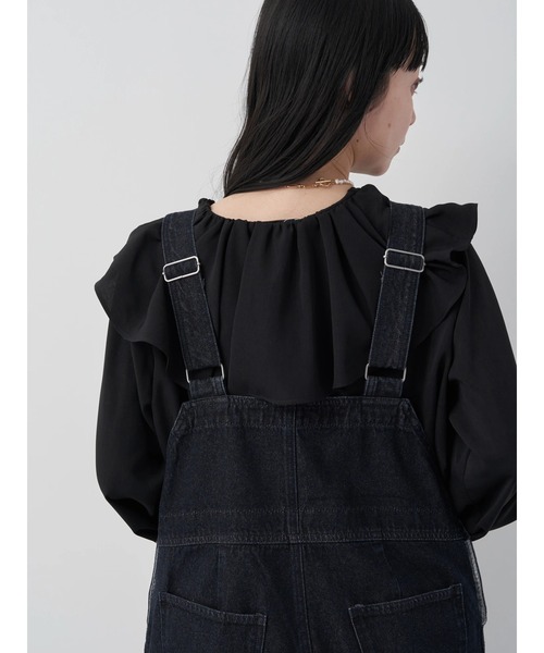 earth music&ecology(アースミュージックアンドエコロジー)の「オーバーオールデニム(サロペット/オーバーオール・レディース・アイボリー/ダークインディゴブルー・M/S)」の11枚目の写真