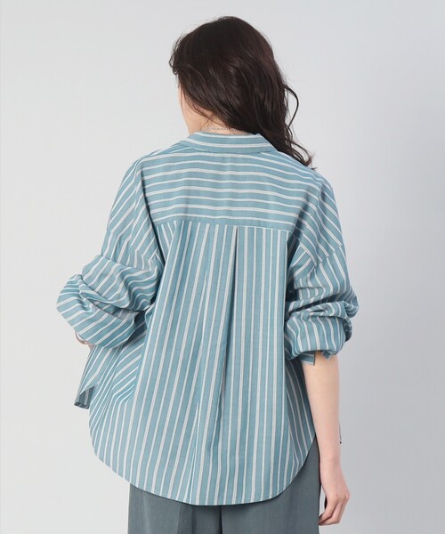 UNTITLED(アンタイトル)の「【1枚でも羽織でも】ストライプ柄 レギュラーカラーシャツ(シャツ/ブラウス・レディース・モスグリーン系2/ブルー系7/グレー系7・00/02/04/44/48)」の13枚目の写真